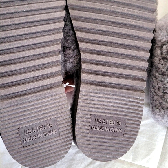 EZ FEET by Dearform Shearling Sheepskin Slide Slippers NEW GRAY 8 9 - Picture 5 of 5